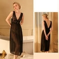 thumbnail image 4 of Lovskoo 2024 Nightgowns for Women Soft Lace Chemise Mesh Long Deep V See-Through Sleeping Dress Long Sleepshirts Valentine's Day Gift Sleepwear Black, 4 of 6