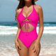 thumbnail image 1 of Traje de baño de una pieza para mujer, conjuntos de bikini para mujer, trajes de baño de bikini lisos con cordón ajustable, conjuntos de trajes de baño sin mangas para mujer, 1 of 8