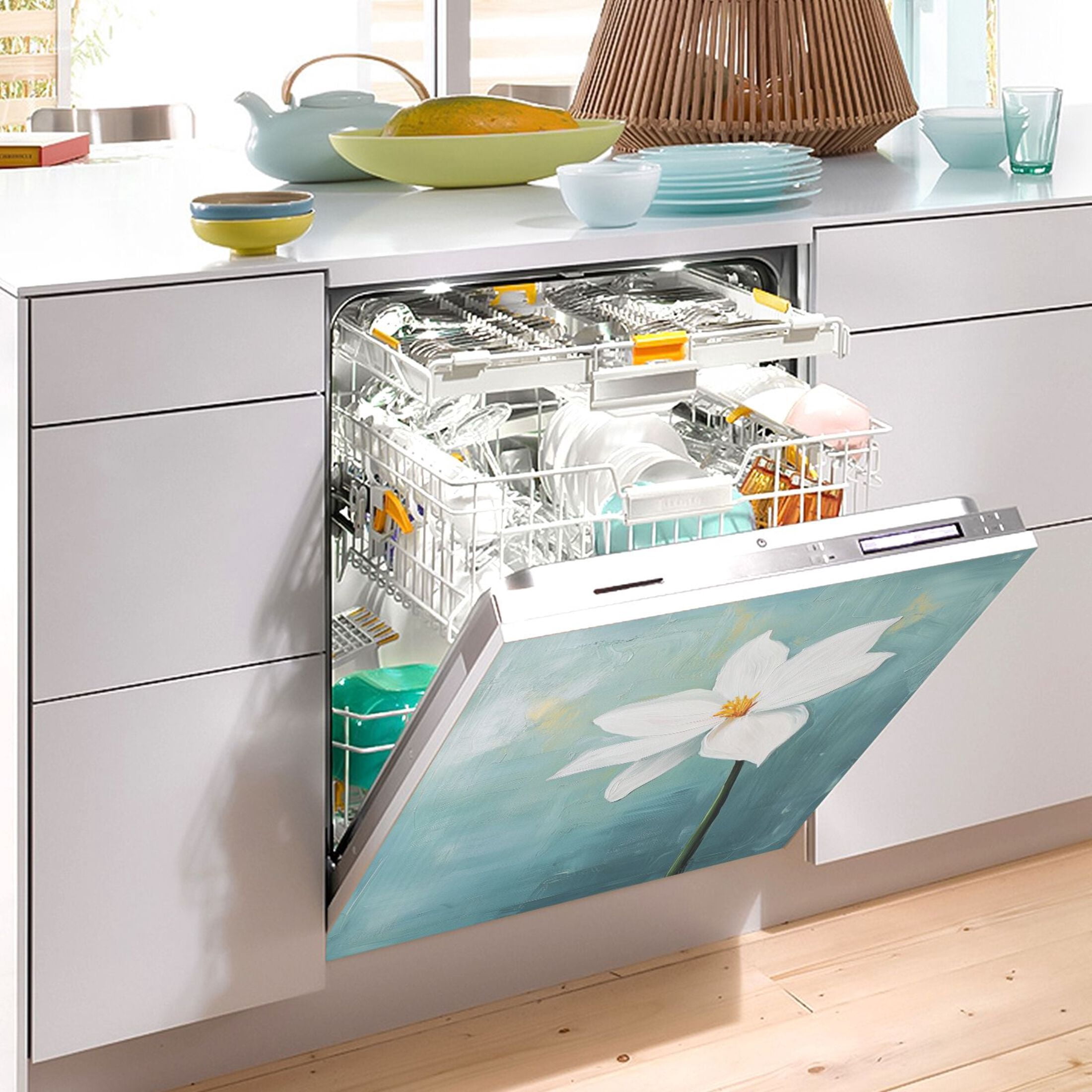 Dishwasher Magnetic Sticker 23x26 Inch Refrigerator Magnetic Sticker Washing Machine Magnetic Sticker Kitchen Panel Magnetic Sticker Home Decor Super Cool Big Flowers