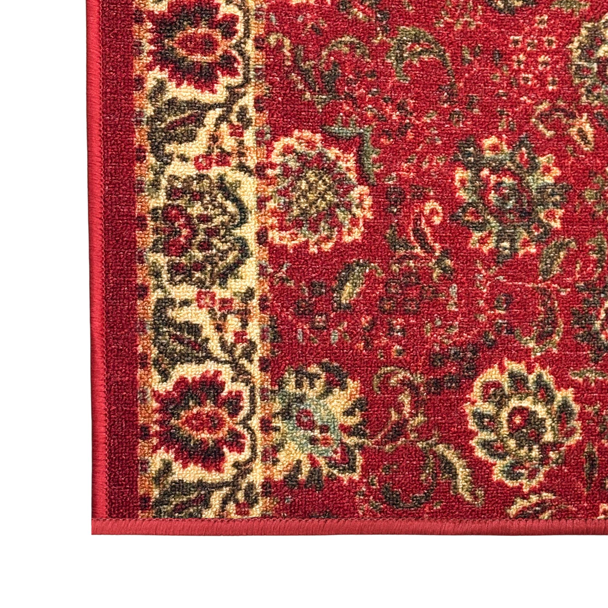 Ottomanson Extra Long Runner Rug 2'7" x 47' – Non-Slip Low Pile Hallway Carpet, Oriental Red