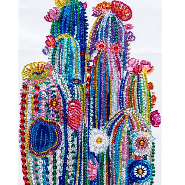 Cuadros Decorativos Cuadro de bordado de diamantes DIY de cactus, decoración del hogar, artesanía de diamantes de imitación para regalo de pared Likrtyny embutido en tela