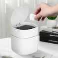 thumbnail image 2 of FONDOTIN Compact White Plastic Desktop Trash Can with Lid for Home Office Kitchen Use, 2 of 6