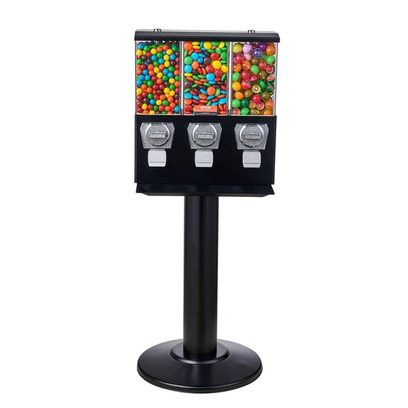 Dranite Black Vintage-Style Gumball Dispenser with Metal Stand | Coin-Operated Candy Vending Machine and Money Bank