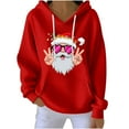 thumbnail image 2 of Yteetum Christmas Hoodies for Women Oversized Crewneck Christmas Print Long Sleeve Knit Pullover Drawstring Hooded Sweatshirts Top Womens Casual Loose Xmas Holiday Print Round Neck Hoodies Fall, 2 of 4