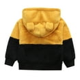 thumbnail image 4 of SonxaHe Toddler Boy Hooded Sweatshirt Flannel Long Sleeve Patchwork Fleece Warm Soft Cozy Winter Hooded Sweatshirt Yellow,Sized 3-4, 4 of 6