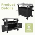 thumbnail image 5 of FUNDAZE HDPE Outdoor Grill Cart with Storage, Kitchen Island on Wheels, BBQ Prep Table with Stainless Steel Top, Movable Serving Counter for Garden, Poolside, Backyard, Black, 5 of 8