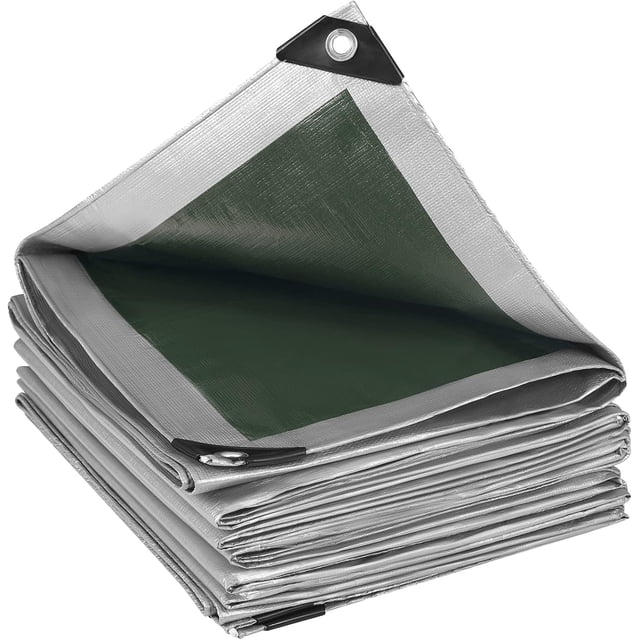 Bâche Imperméable pour Usage Toute l'Année, Couverture Double Face Gris/vert Renforcée Robuste 3x6m, Couverture Polyvalente Résistante aux UV