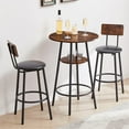 thumbnail image 3 of Bar Table and Chairs Set,Round Bar Table with 2 Bar Stools, Small 2-Tier Round Bistro Pub Dining Table, PU Upholstered Stools, 23.62'' W x 23.62'' D x 35.43'' H, Rustic Brown, 3 of 6