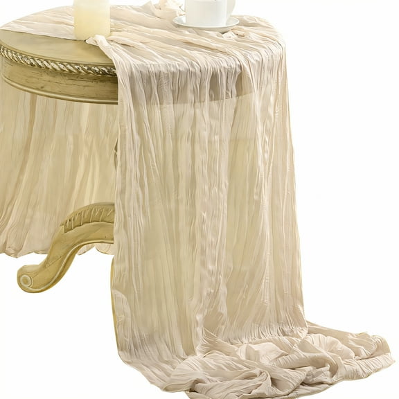 AUQ Summer Table Runner,Thin Ventilated Summer Table Runner,Polyester Weave Kitchen Table Decor,Champagne