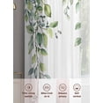 thumbnail image 7 of Green Eucalyptus Leaf Semi Sheer Curtains 63 Inch Length 2 Panels Set, Spring Botanical Leaves Floral Sheer Kitchen Curtain Privacy Voile Window Curtain for Living Room Bedroom Rod Pocket Drapes, 7 of 7