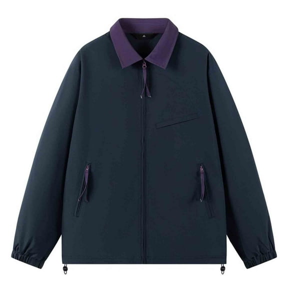 Levmjia Unisex Solid Color Hiking Jacket Water-Resistant Polyester Outdoor Coat Zippered Pocket Collared Windbreaker Long Sleeve Casual Sportswear Lightweight Hiking Gear S-3XL