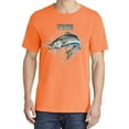 thumbnail image 2 of Wild Bobby, Nautical Striper Fresh & Salt Diamond, Fish, Garment-Dyed Washed Look Short Sleeve Tees, Neon Orange, Small, 2 of 3