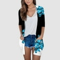thumbnail image 2 of ASFGIMUJ Cardigan For Women Lightweight Lightweight Open Front Cardigans Fall Outwear Tops Thin Cover Ups Three Quarter Sleeve Sweater Casual Coats Tops Print Cardigan Sky Blue XL, 2 of 4