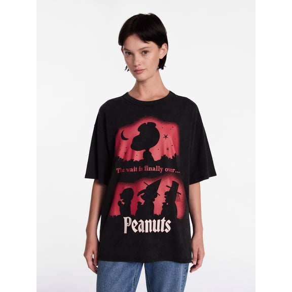 Peanuts Women's Halloween Graphic Tee with Short Sleeves, Sizes XXS-XXL
