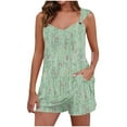 thumbnail image 1 of Yuyuzo Womens Lounge Sets Two Piece Square Neck Tank Tops Wide Leg Shorts with Pockets Matching Outfits, 1 of 7