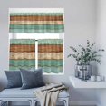 thumbnail image 6 of 3 Piece Kitchen Curtains and Valances Set Farmhouse Teal Blue Brown Cafe Curtains 24 Inch Length Vintage Wooden Striped Valance & Tier Curtain for Living Room Bedroom Small Window 54"x18"+27"x24"*2, 6 of 6