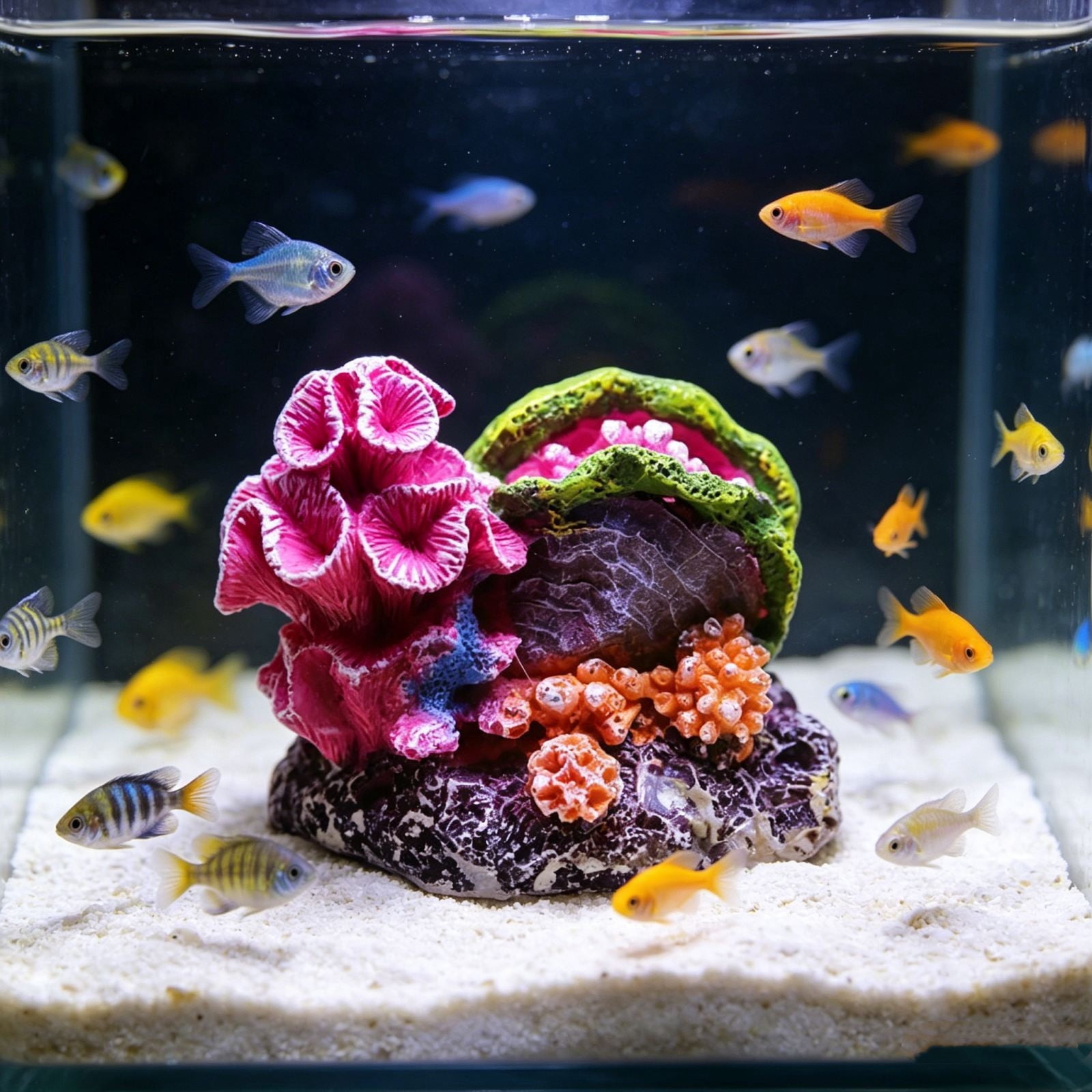 Aquarium Coral Rock Decoration Resin Hiding Cave for Fish Shrimp Turtle, Realistic Reef Ornament for Freshwater and Saltwater Tanks