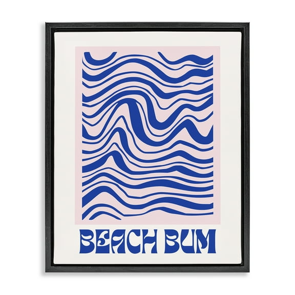 Stupell Industries Beach Bum Abstract Waves Text & Numbers Painting Black Floater Framed Canvas Art Print Wall Art, 17 x 21