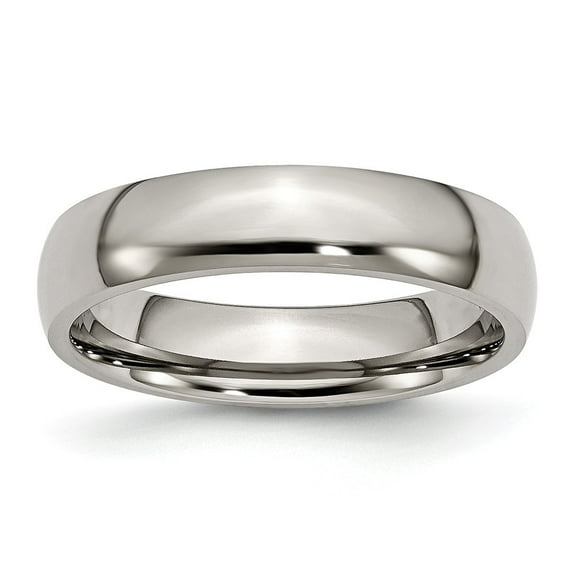 Grey Titanium Ring Band Wedding Comfort Domed 5mm Polished