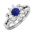 thumbnail image 2 of 4.5MM Round Shape Lapis 925 Silver Cluster Women Valentines Day Gifts Ring, 2 of 4