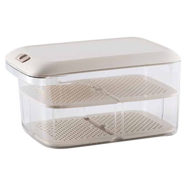 Food Storaging Box Portable Transparent Breathable Fish Fruit Organizing Container Household Kitchen Refrigerator Case Grey Large