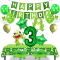 thumbnail image 2 of Decoración de cumpleaños de rana, pancarta con globos de papel de aluminio Mylar de rana verde, mantel para baby shower, suministros para fiestas de cumpleaños con temática de ranas en el jardín, 2 of 5