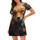 thumbnail image 1 of Balery Floral Fox Camisón de manga corta con cuello redondo para mujer, cómodo y elegante., 1 of 6