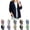 Navy, variant on OIOLOYJM Jackets for Women Denim Patchwork Waffle Textured Collared Vintage Travel Jacket Casual Fashion Long Sleeve Button Front Lightweight Blazer