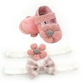 thumbnail image 4 of Kmbangi Baby Soft Sole Floral Mary Jane Flats and Hairbands 3 Piece Set, 4 of 6