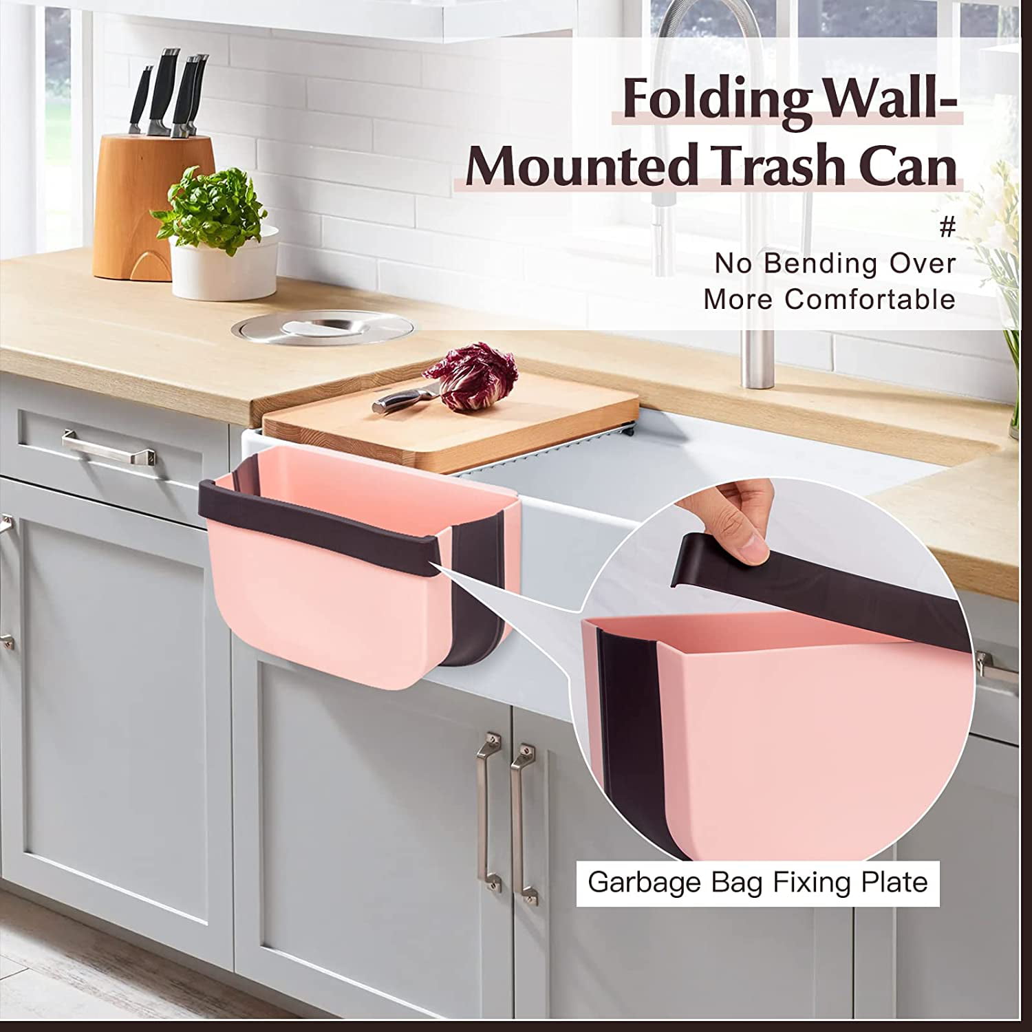 Windfall Small Trash Can, Hanging Waste Bin Under Kitchen Sink, Plastic  Wastebasket Over Cabinet Door Home Kitchen Slide Cover Hanging Trash  Rubbish