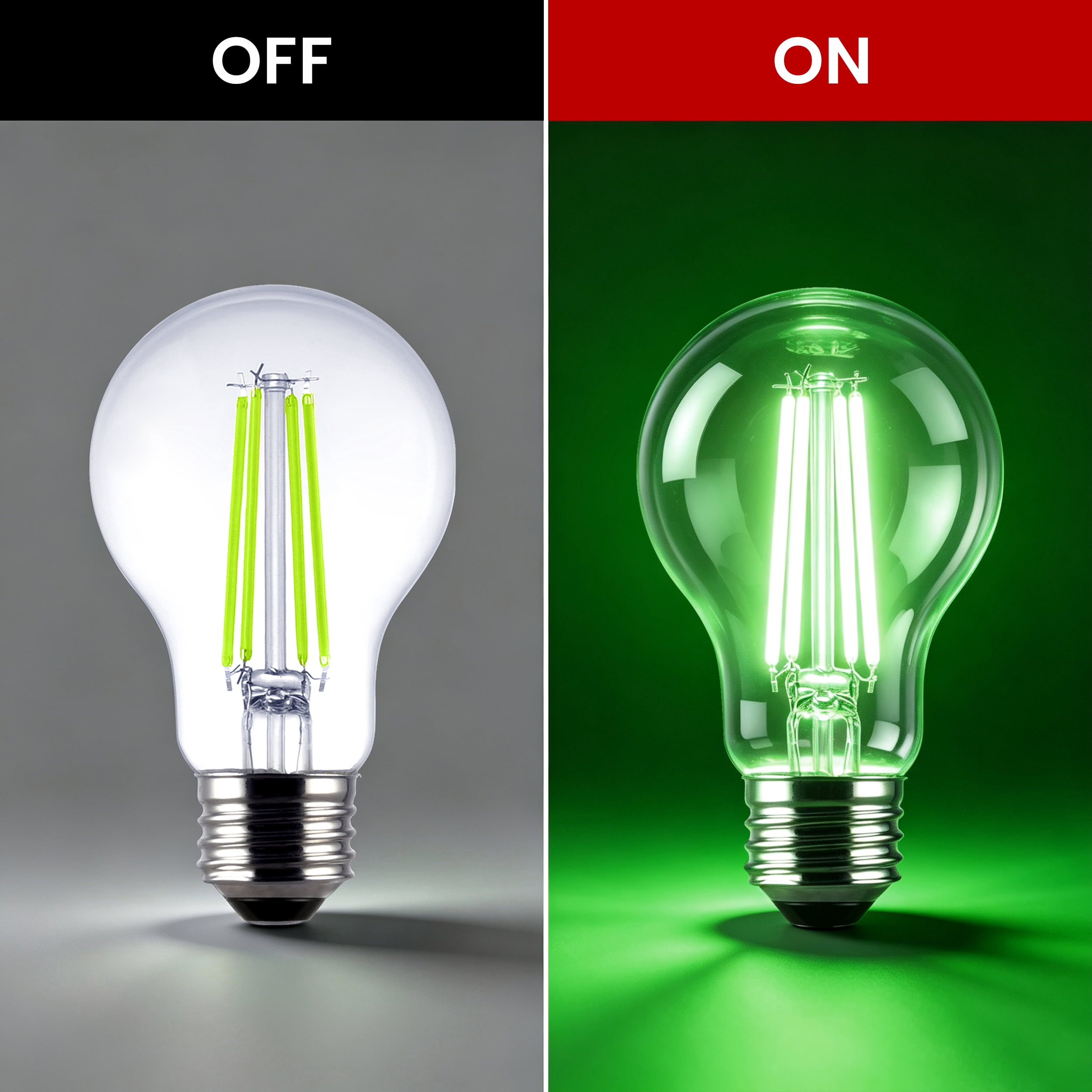 Great Value A19 LED 7W Decorative Green Light Bulbs, E26 Medium Base, 2 Pack