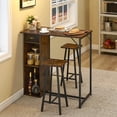 thumbnail image 3 of Small Bar Table and Chairs Set for 2, 3-Piece Bar Table Set with Storage Drawer & Shelf, Space Saving Table for Small Apartment, Living Room,Kitchen,Dining Room,Retro, 3 of 7