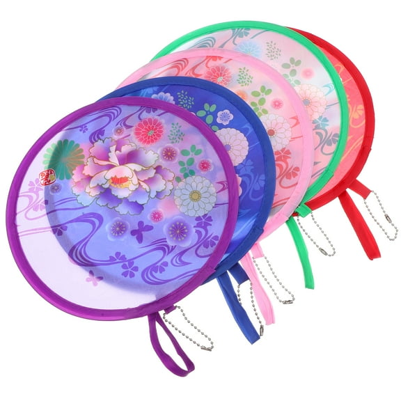 5 Pcs Portable Folding Fan Hand Held Fan Foldable Fans Round Foldable Hand Fan Folding Hand Fans Fan Hand Child