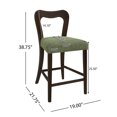 thumbnail image 2 of GDF Studio 25.5" Upholstered Counter Height Bar Stools, Open Back, Wood Frame, Dark Brown+Green, Set of 2, 2 of 7