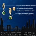 thumbnail image 2 of Gem Stone King 14K Yellow Gold Green Nano Emerald and Lab Grown Diamond Earrings for Women | 0.65 Cttw | Gemstone May Birthstone | Round 4MM, 2 of 6