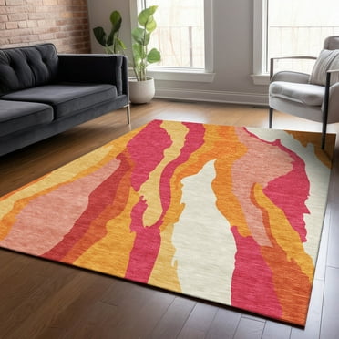 Addison Rugs Chantille Indoor/Outdoor Transitional Waves Blush Washable Rectangle Rug, 3' x 5'