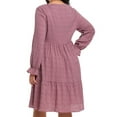 thumbnail image 2 of Cuteduck Women Plus Size Fall Casual Long Sleeve Dress Round Neck Tiered Knitted Flared Sleeve Midi Ruffle Dress 1X-5X, 2 of 7