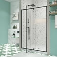thumbnail image 3 of 38-42"W x 71"H Sliding Shower Door, Piovt Swing Glass Shower Door with 1/4"(6mm) Clear SGCC Tempered Glass, Pivot Frame Sliding Shower Door for Bathroom, Matte Black, Reversible Installation, 3 of 7