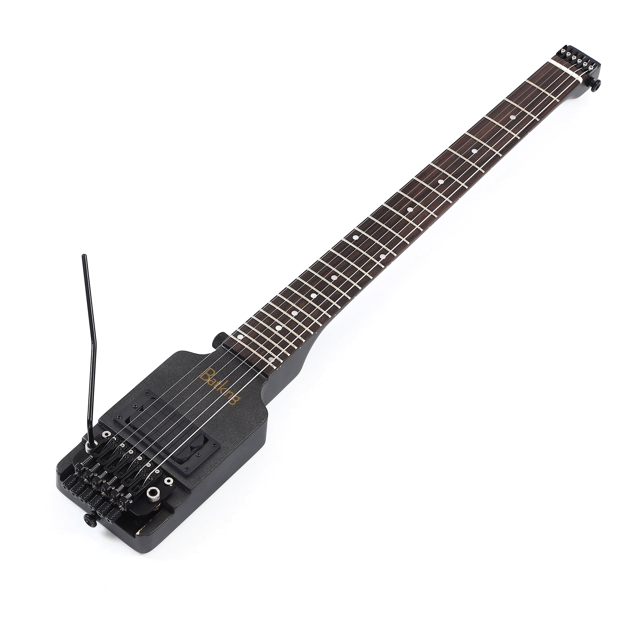 Batking Headless Electric Travel Guitar For Adults 6-String Double Locking Tremolo left handed electric guitar with Gigbag in Black Guitarra Electrica