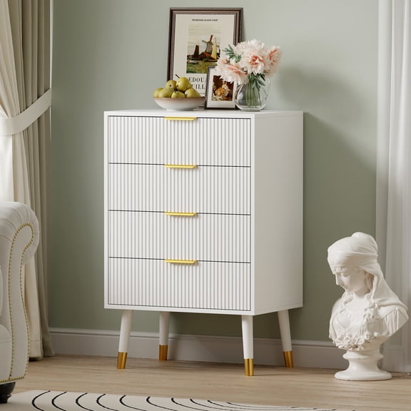 4 Drawer Dresser Wood Storage Chest Cabinet Organizer White