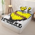 thumbnail image 2 of Homewish Kids Softball Zipper Full Size Comforter Sets with Fitted Sheet and 2 Pillowcases,Sports Themed Zipper Bedding Set For Boys Girls,Black Reversible,4-Piece, 2 of 7