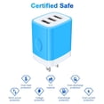 thumbnail image 3 of USB Charger Block,FiveBox USB Wall Charger Block with 3PACK Android Type C USB C Charging Cables 6ft 3.1A Three Port USB Wall Charger Adapter USB Brick Phone Charger Plug Fast Charging Block(Blue), 3 of 8