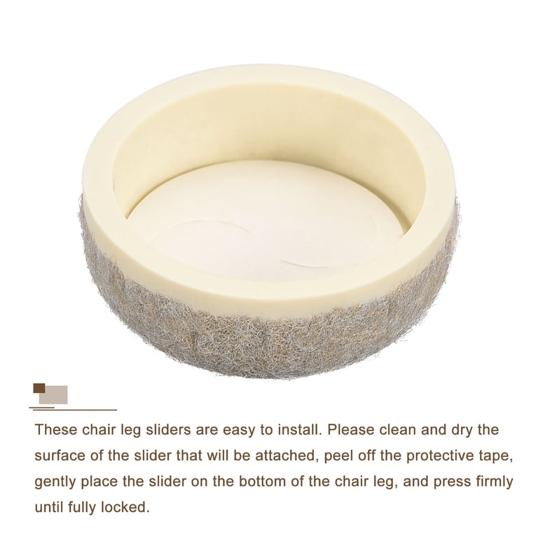 Uxcell 20pk Round Felt Furniture Sliders – 31mm Self-Adhesive Chair Glides For Carpet, Tile, Vinyl, And Hardwood Floors (Beige)