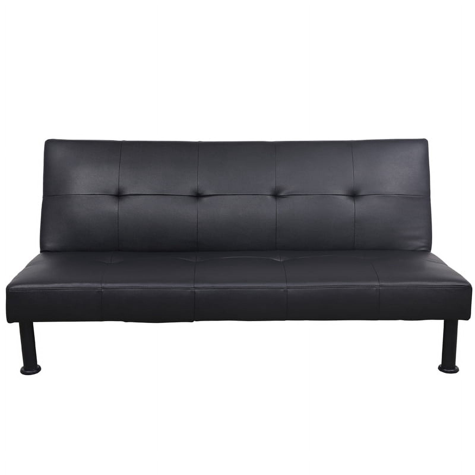 Convertible Futon Sofa Bed Linen Loveseat Adjustable Sleeper Sofa Couch for Living Room Small Apartment,Black