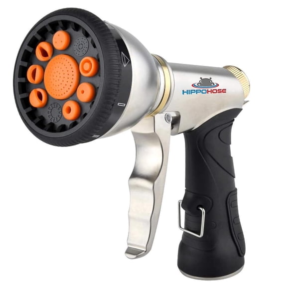 HEAVY DUTY METAL Garden Hose Sprayer Nozzle (9 Spray Pattern) - 3/4" Standard Fit - NO LEAK - RUST PROOF - Sprayer Nozzle for Outdoor Garden Hose - 9 Adjustable Pattern Sprinkler Head