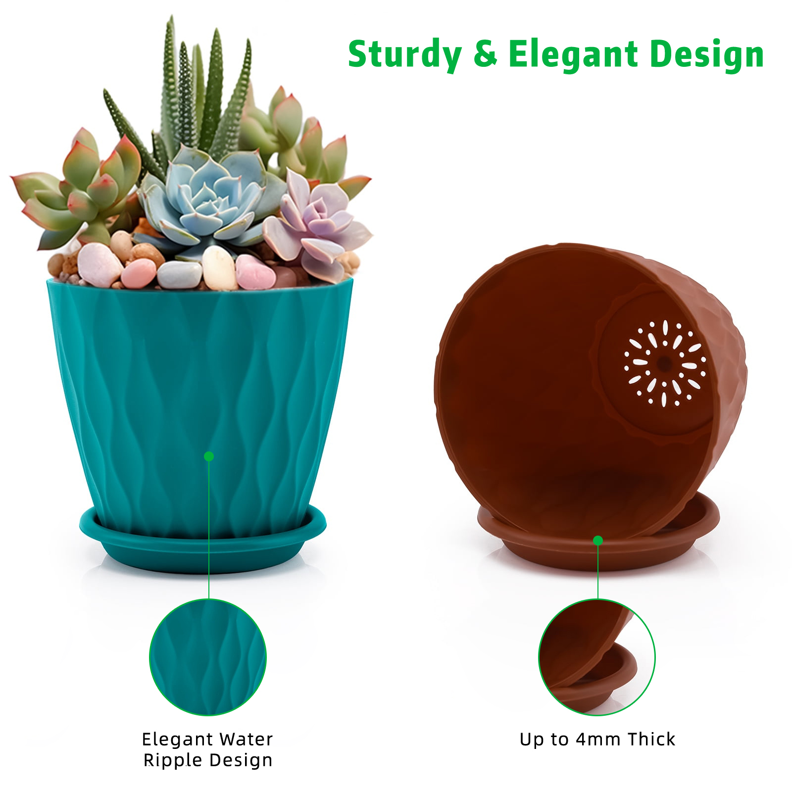 Xueyu 6-Inch Plastic Plant Pots 5-Pack with Drainage photo 8