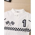 thumbnail image 5 of IWEMEK Neutral Baby Jumpsuit Summer Casual Trendy Mandarin Collar Infant Outfits Checkered Print White Bodysuit, 5 of 8
