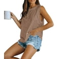 thumbnail image 3 of Loose Fit Casual Crew Neck T Shirts Basic Tee Tops Summer Sleeveless Women's Tank Top, 3 of 6