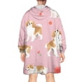 thumbnail image 2 of Wearable Oversized Blanket,Cavalier King Charles Spaniels and Flowers Wearable Blanket Hoodie for Adults,Cozy Hooded Blankets with Super Pockets,Super Warm Fuzzy Pullover for Women & Men, 2 of 6