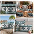 thumbnail image 5 of Turquoise Boho Outdoor Waterproof Pillow Covers, Southwestern Ethnic Aztec Retro Geometric Decorative Square Throw Pillowcase Sofa Cushion Sham for Patio/Couch/Chair, 24"x24" 2 Pack, 5 of 8